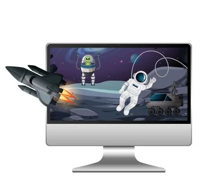 Galaxy background on computer screen Illustrazione stock