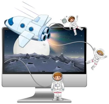 Galaxy background on computer screen Illustrazione stock