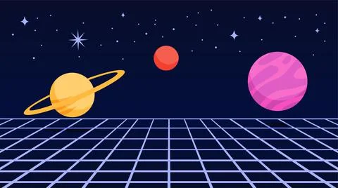 Galaxy background flying around square floor Stock Illustration