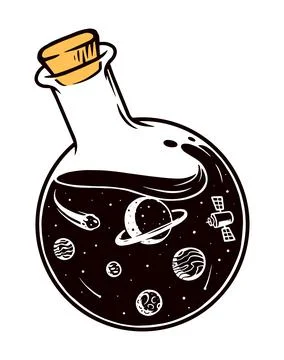 Galaxy in a bottle vector illustration hand drawn Stock Illustration