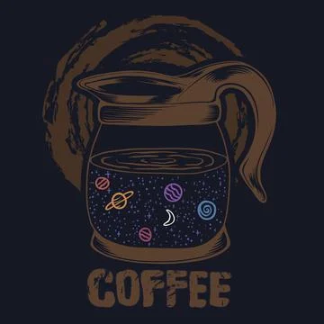 Galaxy coffee pot vector illustration Stock Illustration