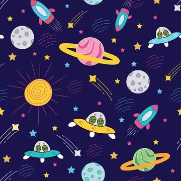 Galaxy colorful seamless vector pattern design background Stock Illustration