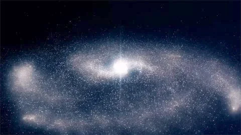 Galaxy in Deep Space. Spiral galaxy, animation of Milky Way. Flying through star Stock Illustration