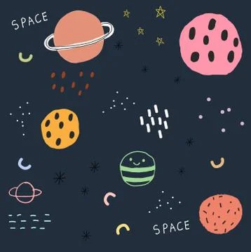 Galaxy doodle hand drawn pattern Stock Illustration