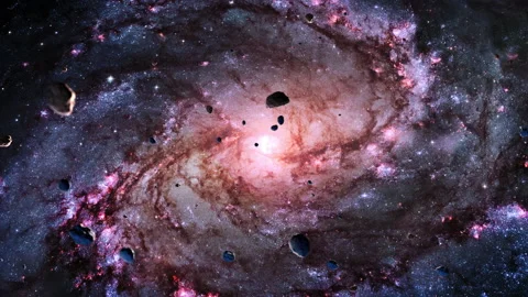 Galaxy exploration space rock scence at Galaxy M83 Stock Footage 199901980