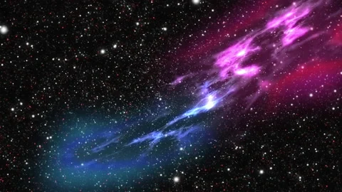 Galaxy exploration through outer space towards glowing milky way galaxy. Stock Footage 234564204
