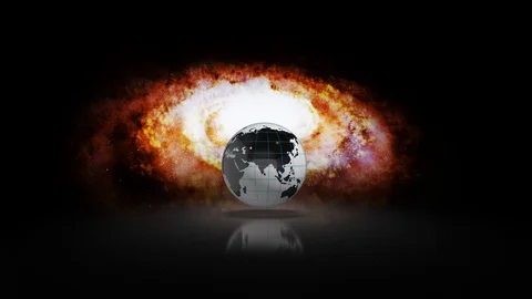 Galaxy globe description. Globe backlit. Space astronomy training. 117 Video stock 102413186