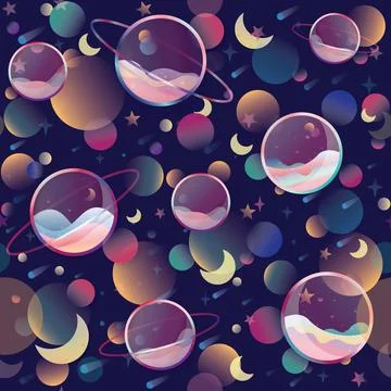 Galaxy, intergalactic seamless repeat pattern background Stock Illustration