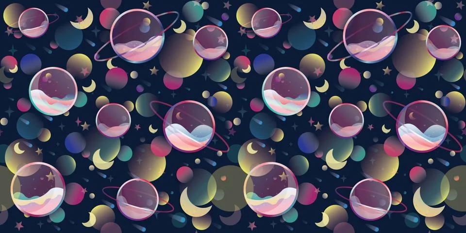 Galaxy, intergalactic seamless repeat pattern background Stockillustratie