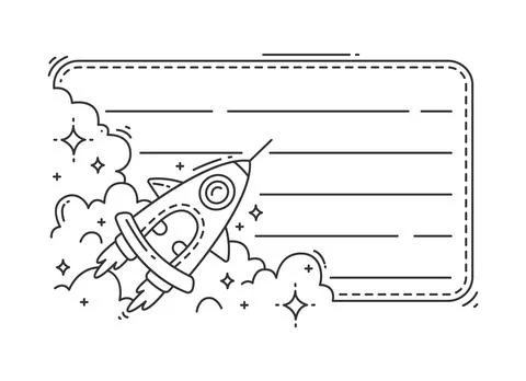 Galaxy kids memo note frame sticker with shuttle Stock-Illustration
