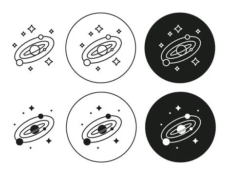 Galaxy linear thin line icon graphics. Galaxy vector set use for web ui or ap Illustrazione stock
