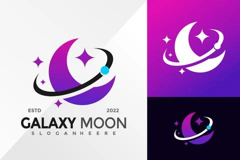 Galaxy Moon Logo Design Vector illustration template Illustrazione stock