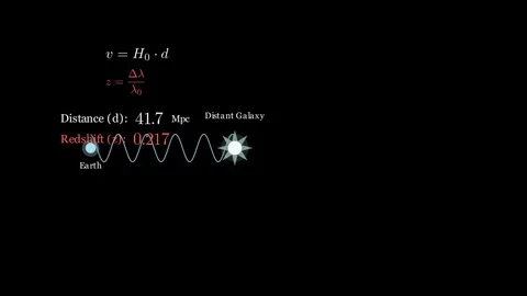 As the galaxy moves away, the wavelength increases Vídeo Stock 335400364