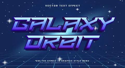 Galaxy Orbit 3D editable text effect Template Illustrazione stock