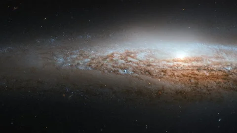 Galaxy panning right Simulation of a bright helical galaxy in outer space Stock Footage 154437246