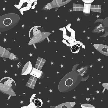 Galaxy pattern cartoon style. Astronaut with Stock Illustration