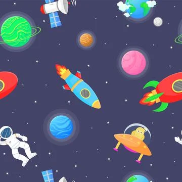 Galaxy pattern cartoon style.   Astronaut with Illustrazione stock