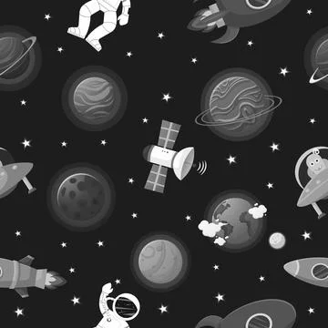 Galaxy pattern cartoon style.   Astronaut with Stock Illustration