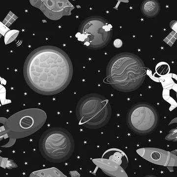 Galaxy pattern cartoon style.   Astronaut with Stock Illustration