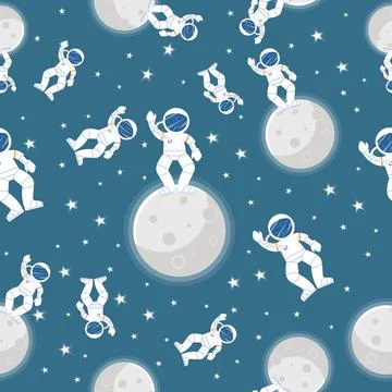 Galaxy pattern cartoon style.   Astronaut with Stock Illustration