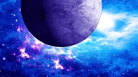 Galaxy with planet Science wallpaper close up planet animation. Stock Footage 293486296