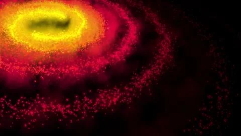 Galaxy red, spinning clockwise, bright round particles Stock Illustration