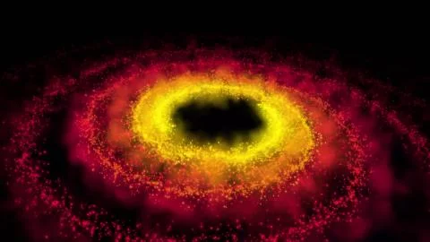 Galaxy red, spinning clockwise, bright round particles イラスト素材