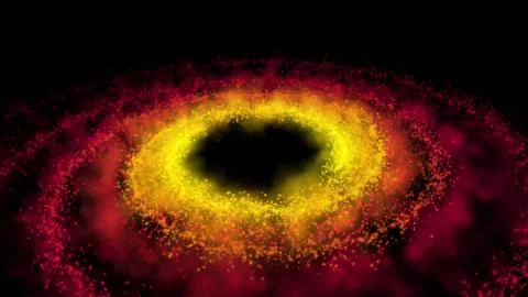 Galaxy red, spinning clockwise, bright round particles Stock Illustration