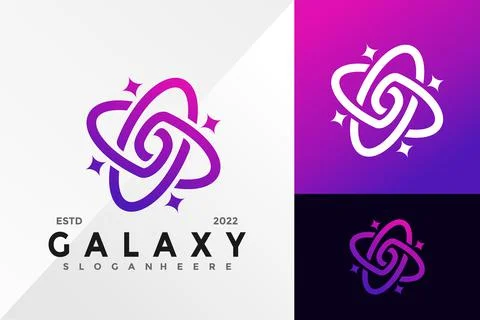 Galaxy Satellite Logo Design Vector illustration template Ilustração Stock