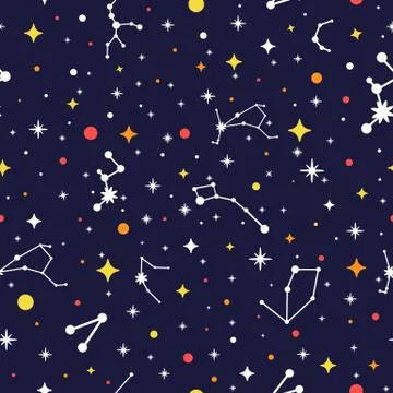 Galaxy seamless pattern. Bright space background. Color constellation texture Illustrazione stock