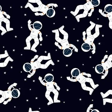 Galaxy seamless pattern design. Astronaut with 스톡 일러스트