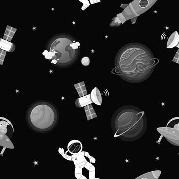 Galaxy seamless pattern design. Astronaut with 스톡 일러스트