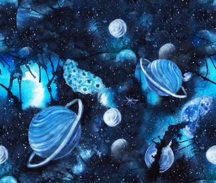 Galaxy seamless pattern Stock Illustration