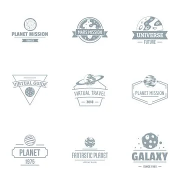 Galaxy size logo set, simple style Illustrazione stock