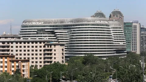 Galaxy Soho on Beijing's East Second Ring Road Stock Footage 203140868