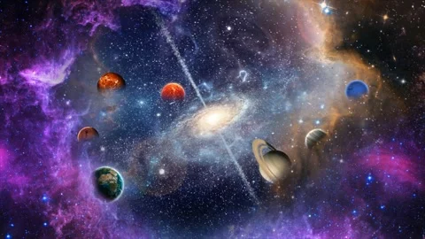 Galaxy Solar system eight planets Stock Footage 309431210