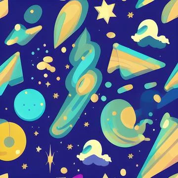 Galaxy space draw abstract background, nebula light sky, random element pat.. Stock Illustration
