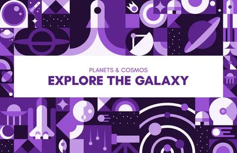 Galaxy space exploration geometric pattern poster Stock Illustration