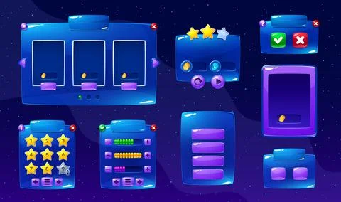 Galaxy space game interface window board and menu Stock Illustration