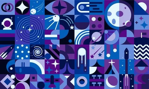 Galaxy space geometric abstract poster in pattern Stockillustratie