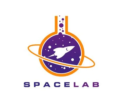 Galaxy space icon with rocket ship inside beaker Stock Illustration