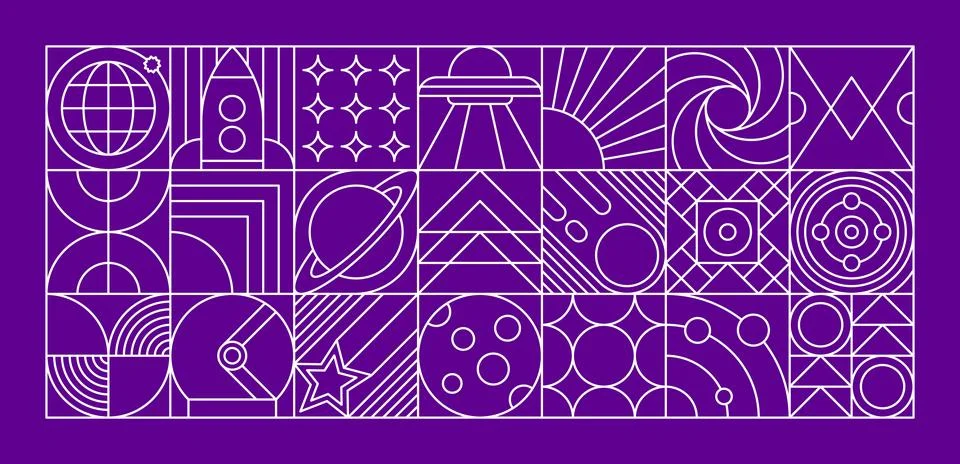 Galaxy space modern geometric pattern, linear grid Stock Illustration