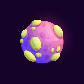 Galaxy space planet with volcano, mountain craters Stock Illustration