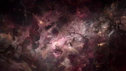 Galaxy Star Cluster with Interstellar Nebula Gas Clouds in Deep Celestial Space Stock Illustration