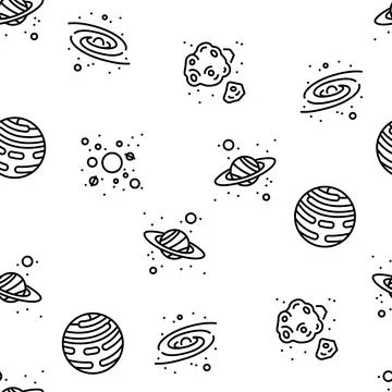 Galaxy System Space Vector Seamless Pattern 스톡 일러스트