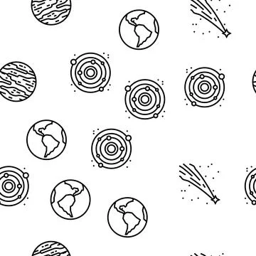 Galaxy System Space Vector Seamless Pattern 스톡 일러스트
