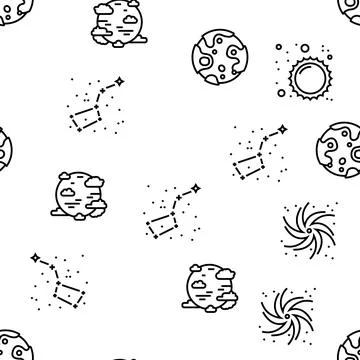 Galaxy System Space Vector Seamless Pattern 스톡 일러스트