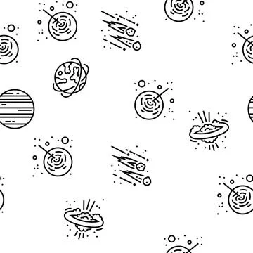 Galaxy System Space Vector Seamless Pattern Stock Illustration