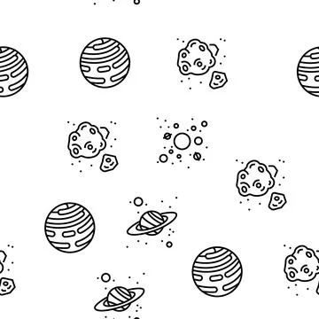 Galaxy System Space Vector Seamless Pattern イラスト素材