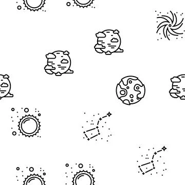 Galaxy System Space Vector Seamless Pattern Stock Illustration